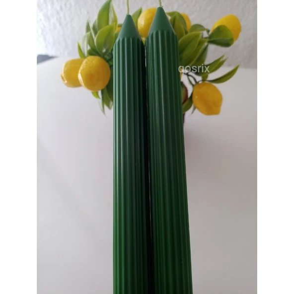 qosrix 2'li Yeşil Şamdan Mumu 1. Kalite Doğal Kokulu Uzun Çubuk Konik Mum ürün görseli