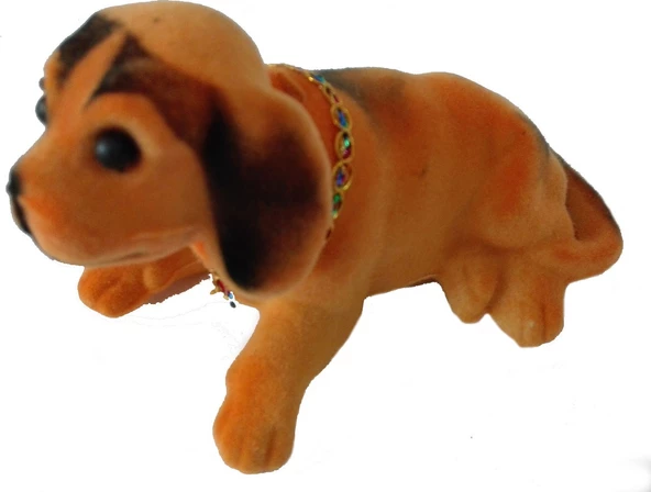 3 Adet Birlikte Set - Araç Torpido Üstü Kafa Sallayan Köpek Seti 14X7X7 cm Kahverengi Beyaz Turuncu - 2