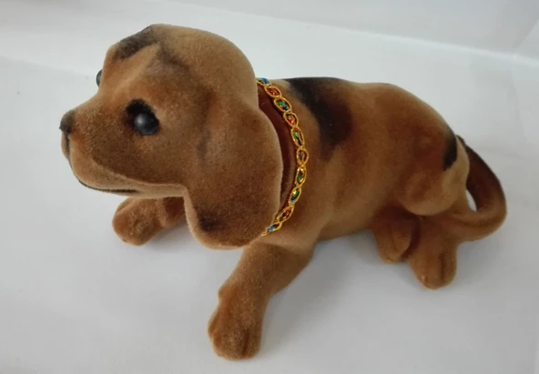 3 Adet Birlikte Set - Araç Torpido Üstü Kafa Sallayan Köpek Seti 14X7X7 cm Kahverengi Beyaz Turuncu - 4