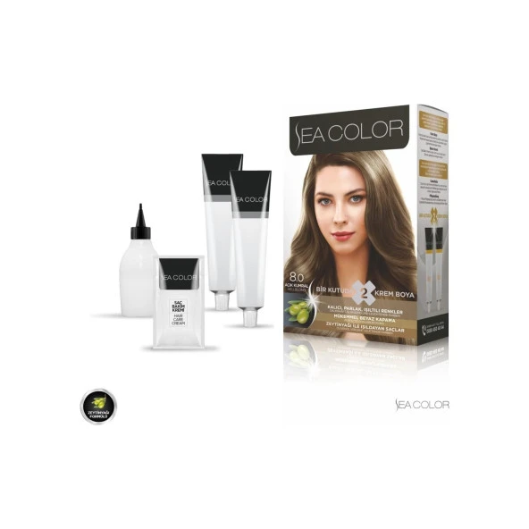 Sea Color Saç Boyası Set 8.0 Açık Kumral - 2