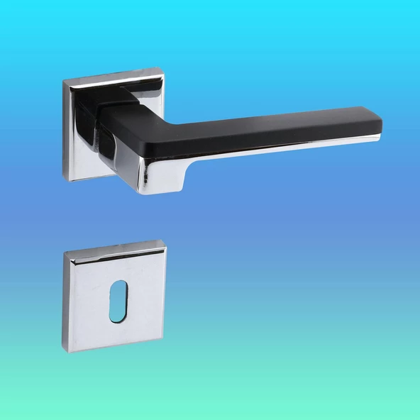 Funda Lüx Krom Mat Siyah Oda Kapı Kolu Rozetli Sürgülü Çelik Kapı Sağa Sola Uygun Kapı Kolları Kulpu - Resim 9