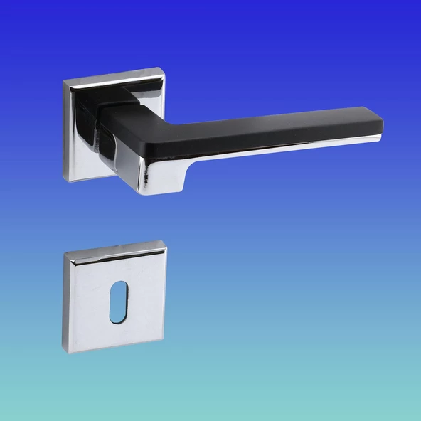 Funda Lüx Krom Mat Siyah Oda Kapı Kolu Rozetli Sürgülü Çelik Kapı Sağa Sola Uygun Kapı Kolları Kulpu - Resim 7