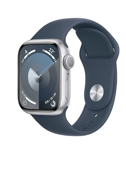 Apple Watch Series 9 GPS 41mm Gümüş Rengi Alüminyum Kasa ve Fırtına Mavisi Spor Kordon Akıllı Saat