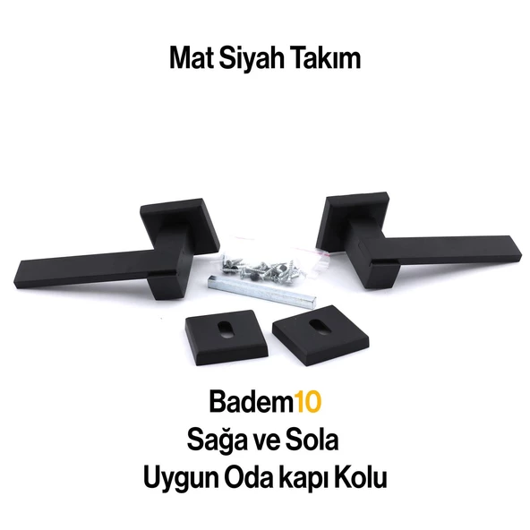 Begonya Lüx Mat Siyah Oda Kapı Kolu Rozetli Sürgülü ve Çelik Kapı Sağa Sola Uygun Kapı Kolları Kulpu - 3