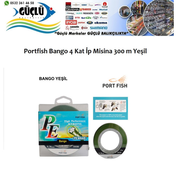 Portfish PE Bango 4 Kat 300M İP MİSİNA YEŞİL 0,14MM