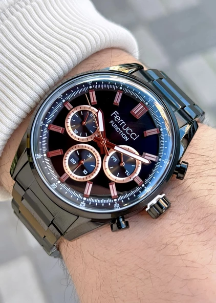 Ferrucci Function FCF.03299FM.03 Çelik Kordon Erkek Kol Saati - Resim 4