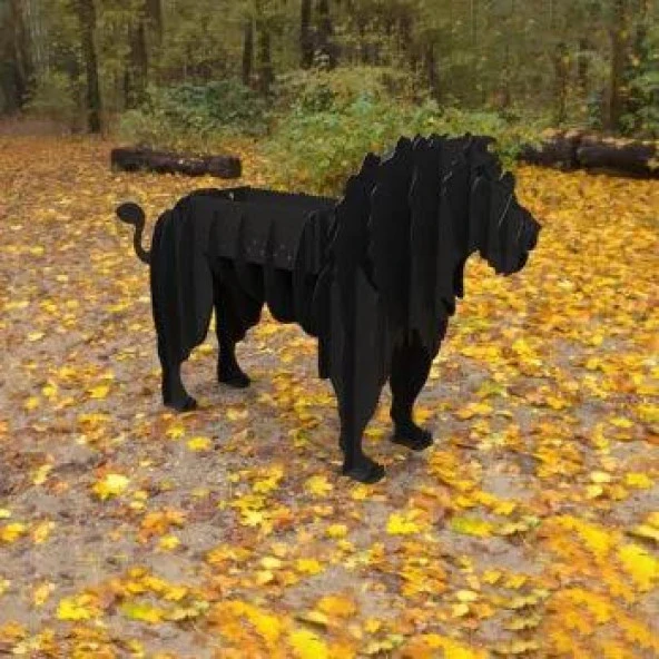 Aslan Şeklinde Mangal, Kömürlü Barbekü, Metal Aslan Mangal, Dekoratif Heykel - 3