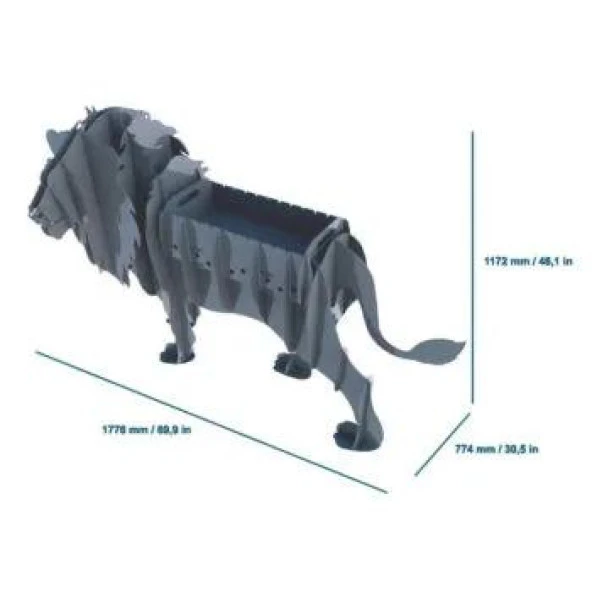 Aslan Mangal, Metal Aslan Şeklinde Mangal, Kömürlü Barbekü, Dekoratif Heykel ML-02 - 5