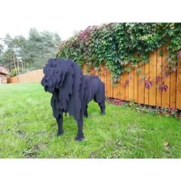 Aslan Şeklinde Mangal, Kömürlü Barbekü, Metal Aslan Mangal, Dekoratif Heykel - 4