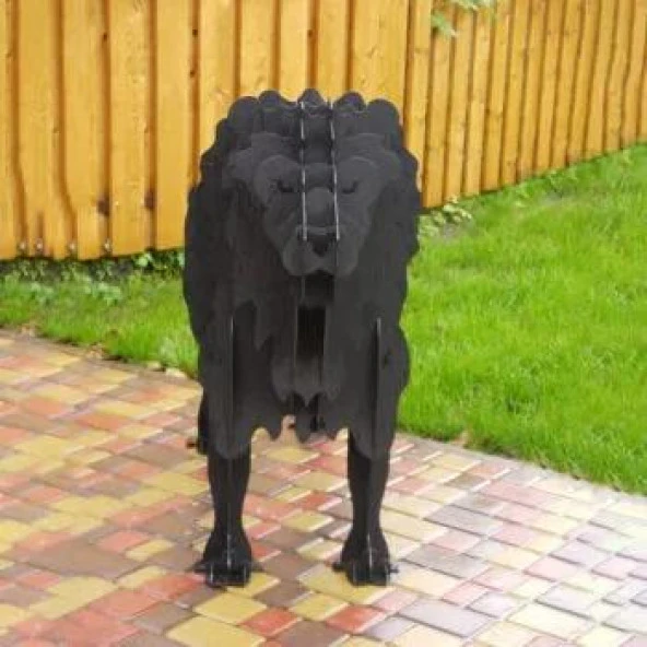 Aslan Şeklinde Mangal, Kömürlü Barbekü, Metal Aslan Mangal, Dekoratif Heykel - 6