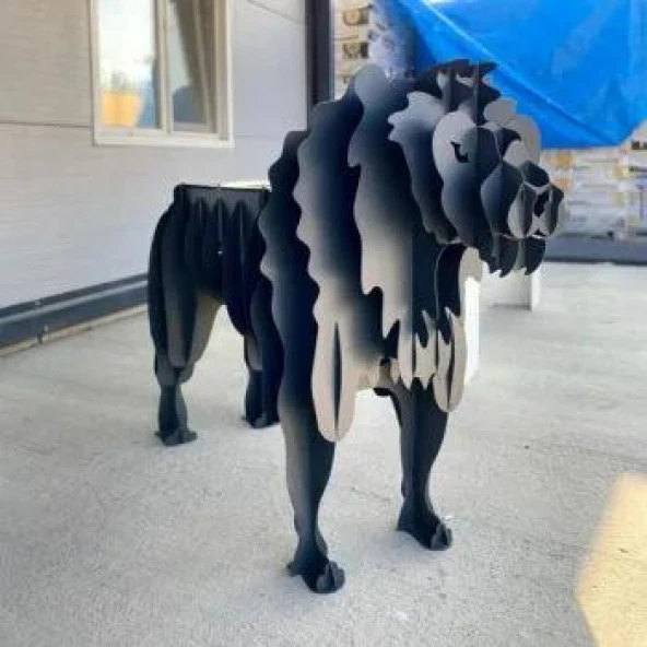 Aslan Şeklinde Mangal, Kömürlü Barbekü, Metal Aslan Mangal, Dekoratif Heykel - 7