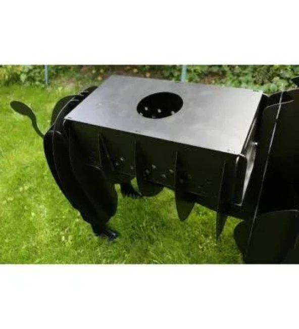 Aslan Şeklinde Mangal, Kömürlü Barbekü, Metal Aslan Mangal, Dekoratif Heykel - 10