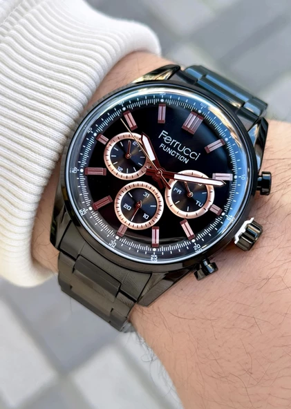 Ferrucci Function FCF.03299FM.03 Çelik Kordon Erkek Kol Saati - Resim 2