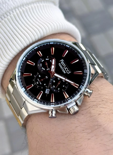 Ferrucci Function FCF.12654FM.02 Çelik Kordon Erkek Kol Saati - Resim 4