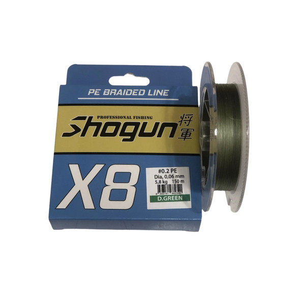 Shogun 8X 150 mt 0,10mm İp Misina Dark Green