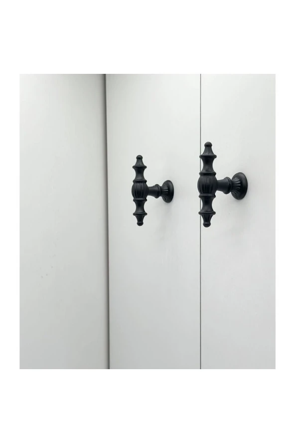 Şehzade Mat Siyah Mobilya Dolap Mutfak Çekmece Kulpu Düğme 10 Adet - Resim 2