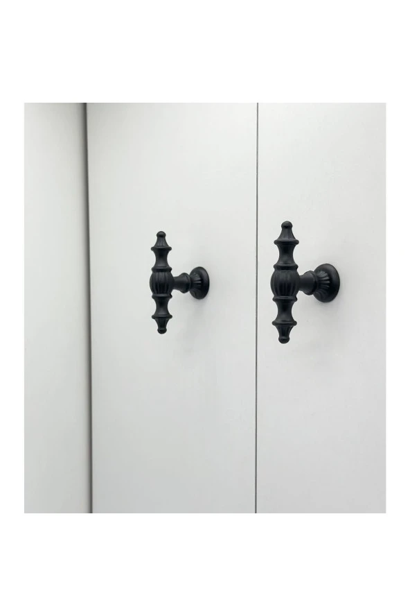 Şehzade Mat Siyah Mobilya Dolap Mutfak Çekmece Kulpu Düğme 10 Adet - Resim 3