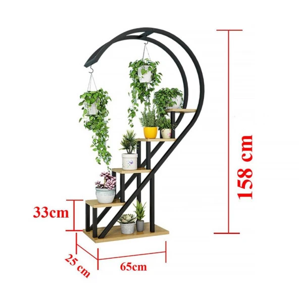 Dekoratif Çiçeklik Kalp Şeklinde Salon Çiçekliği - 4