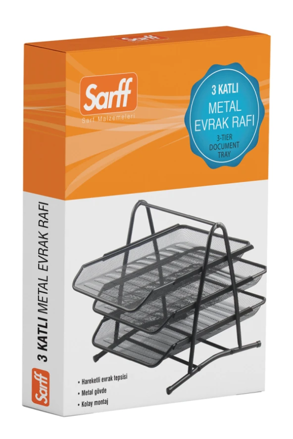 SARFF PERFORE 3 KATLI EVRAK RAFI(SİYAH)