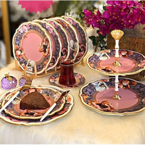 Glamour Pink 6 lı Pasta Tabağı Seti 4032 - 2