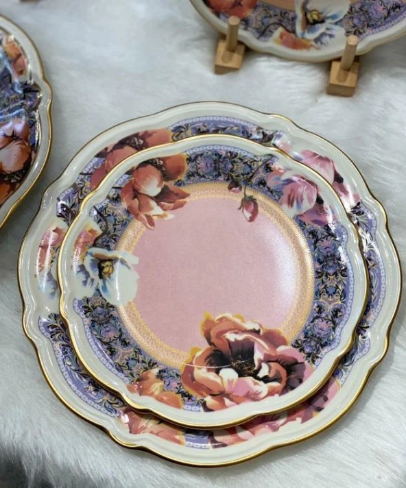 Glamour Pink 6 lı Pasta Tabağı Seti 4032 - 3