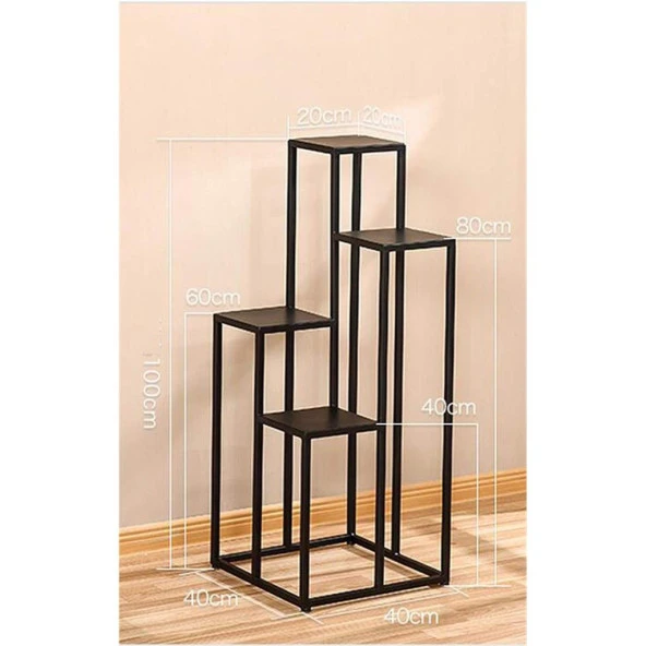 Ayaklı Saksı Standı Metal Çiçeklik 4'lü Saksılık - 2