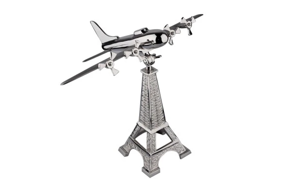 Lucky Art Eyfel Gümüş Metal Uçak Dekor 50 cm KNG 020