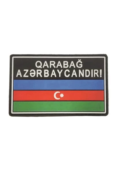 Single Sword Karabağ Azerbaycanındır Yazılı Azerbaycan Bayrağı Plastik Patch