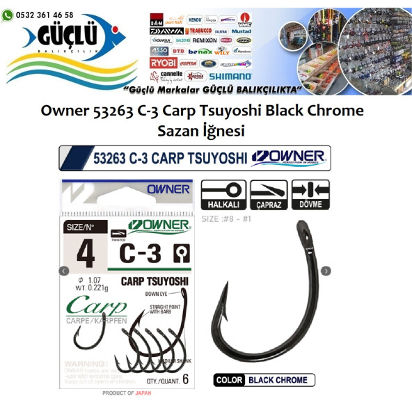 SAZAN İĞNESİ Owner 53263 C-3 Carp Tsuyoshi Black Chrome NO:2