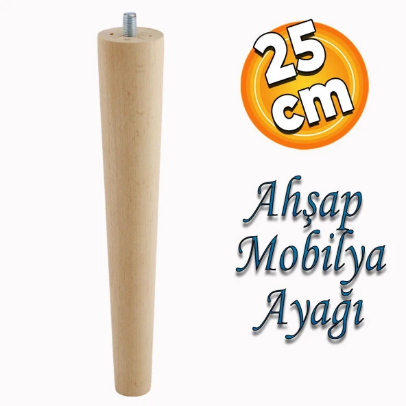 Ahşap Ayak Sehpa Masa Baza Çekyat Puf Tabure Ünite Koltuk Ayağı Mobilya Ayakları M8 Civatalı 25 cm