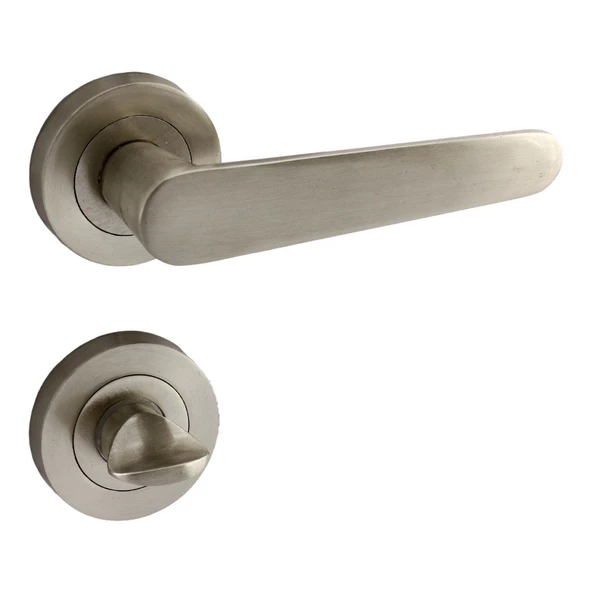 Kayı Saten Wc Banyo Uyumlu Kapı Kolu Daire Rozetli Kapı Kulpu Sağa Sola Uygun Kapı Kolları - Resim 6