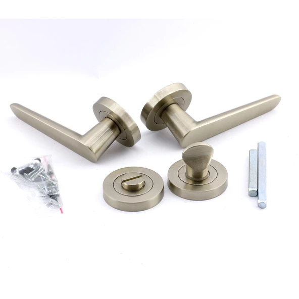 Kayı Saten Wc Banyo Uyumlu Kapı Kolu Daire Rozetli Kapı Kulpu Sağa Sola Uygun Kapı Kolları - Resim 4