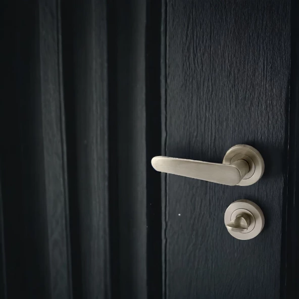 Kayı Saten Wc Banyo Uyumlu Kapı Kolu Daire Rozetli Kapı Kulpu Sağa Sola Uygun Kapı Kolları - Resim 5