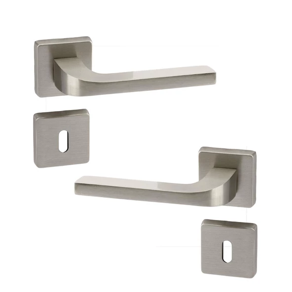 Tog Saten Oda Kapı Kolu Kare Rozetli Sürgülü ve Çelik Kapı Kulpu Uyumlu Sağa Sola Uygun Kapı Kolları - Resim 7