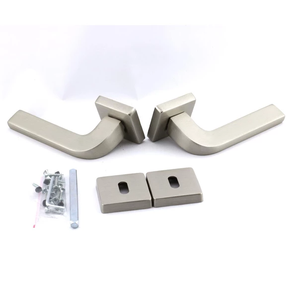 Tog Saten Oda Kapı Kolu Kare Rozetli Sürgülü ve Çelik Kapı Kulpu Uyumlu Sağa Sola Uygun Kapı Kolları - Resim 8