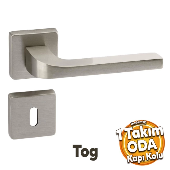 Tog Saten Oda Kapı Kolu Kare Rozetli Sürgülü ve Çelik Kapı Kulpu Uyumlu Sağa Sola Uygun Kapı Kolları ürün görseli