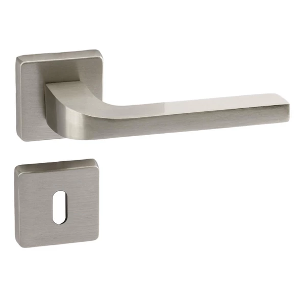 Tog Saten Oda Kapı Kolu Kare Rozetli Sürgülü ve Çelik Kapı Kulpu Uyumlu Sağa Sola Uygun Kapı Kolları - Resim 6