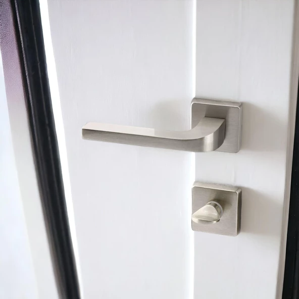 Tog Saten Wc Banyo Uyumlu Kapı Kolu Kare Rozetli Kapı Kulpu Sağa Sola Uygun Kapı Kolları - 7