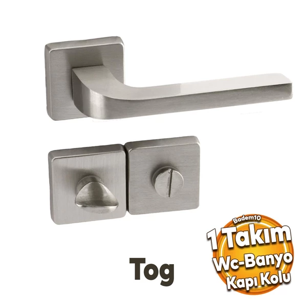 Tog Saten Wc Banyo Uyumlu Kapı Kolu Kare Rozetli Kapı Kulpu Sağa Sola Uygun Kapı Kolları