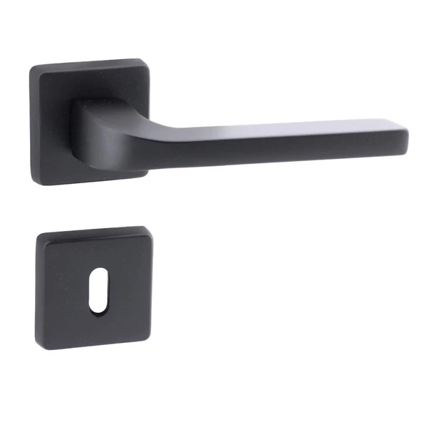 Tog Siyah Oda Kapı Kolu Kare Rozetli Sürgülü ve Çelik Kapı Kulpu Uyumlu Sağa Sola Uygun Kapı Kolları - Resim 8