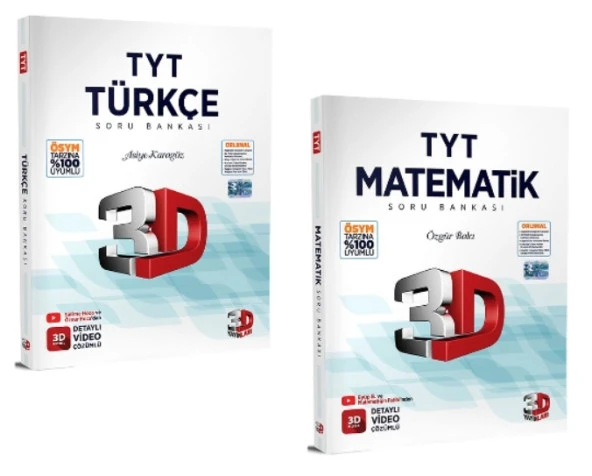 3D YAYINLARI 2024 TYT 3D Türkçe - Matematik Soru Bankaları (2 Kİtap)