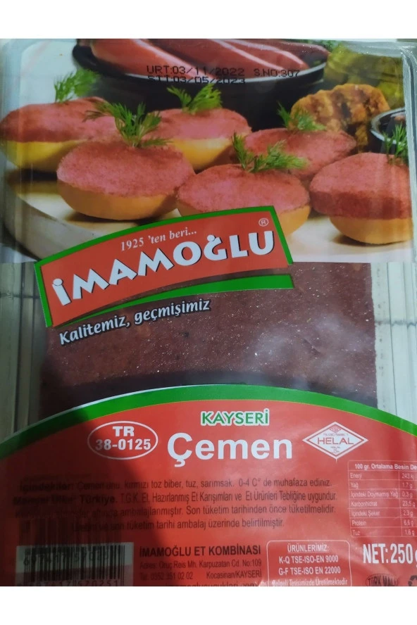 İMAMOĞLU Kayseri Çemen 250 Gr (Çaman)-Kayserionline