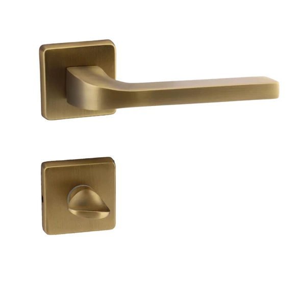 Tog Antik Sarı Wc Banyo Uyumlu Kapı Kolu Kare Rozetli Kapı Kulpu Sağa Sola Uygun Kapı Kolları - Resim 8