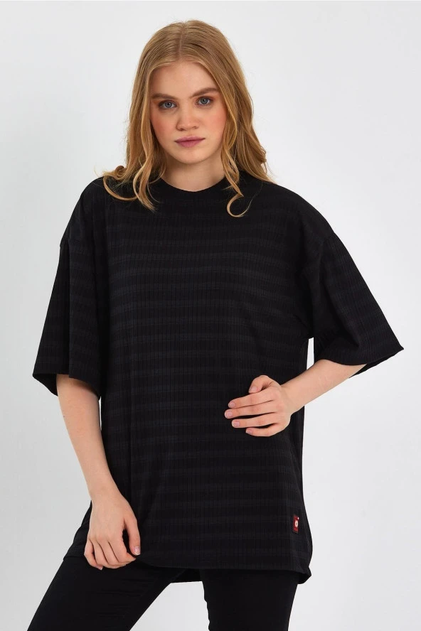 Çizgili Oversize T-shirt (e23-00105)