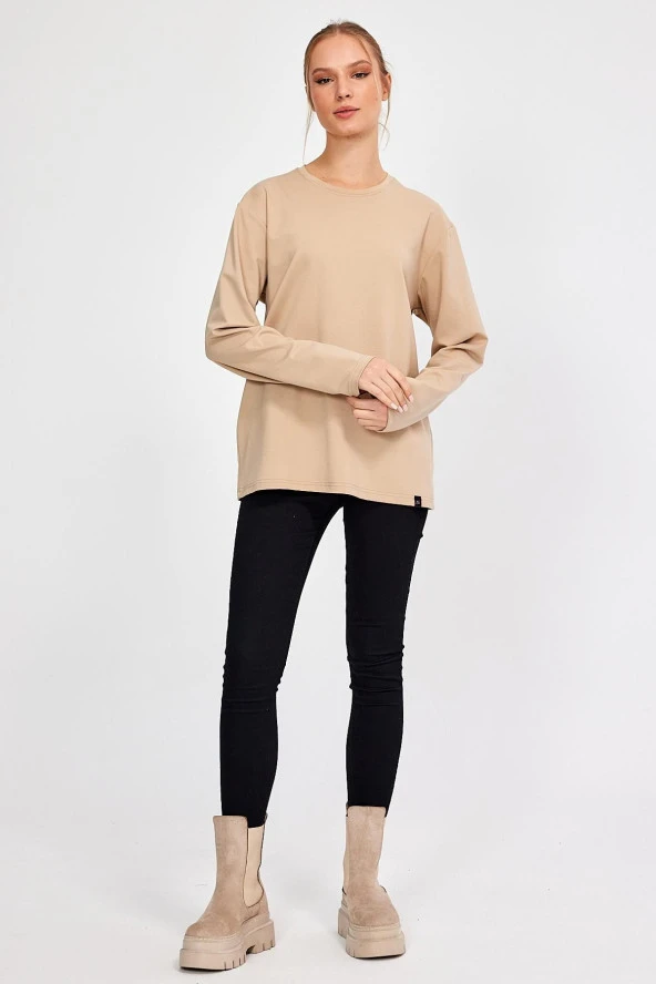 Bisiklet Yaka Basic Oversize Sweatshirt (E23-00160 00)