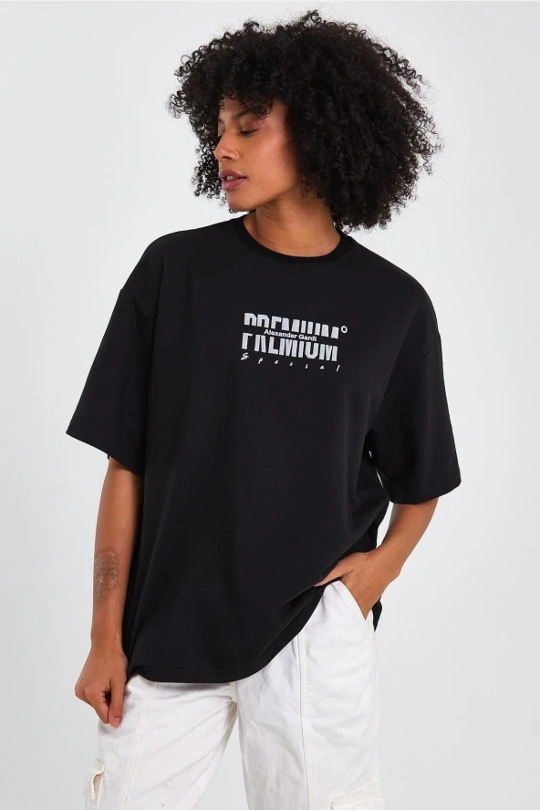 BASKILI OVERSİZE T-SHİRT (UN-0046) - 2