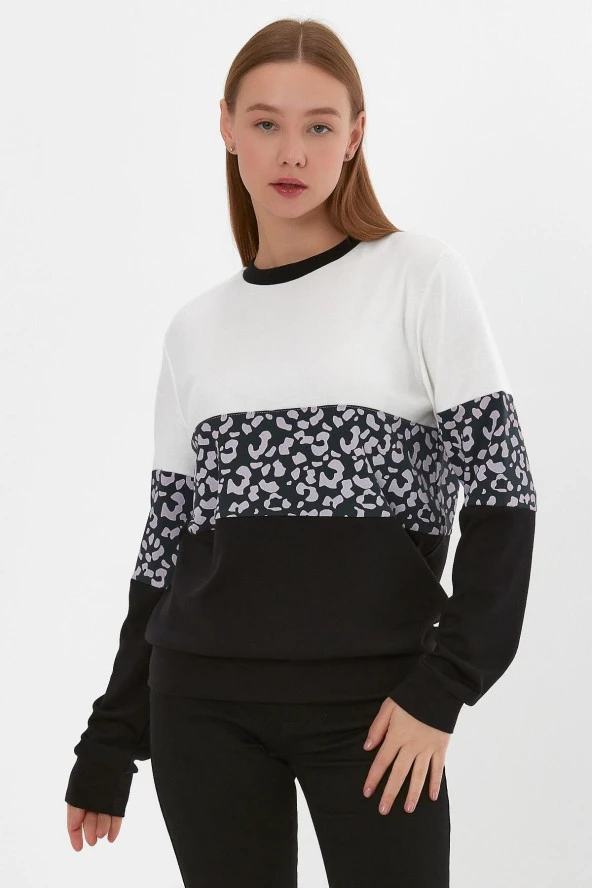 Leopar Desenli Sweatshirt (b23-26500)