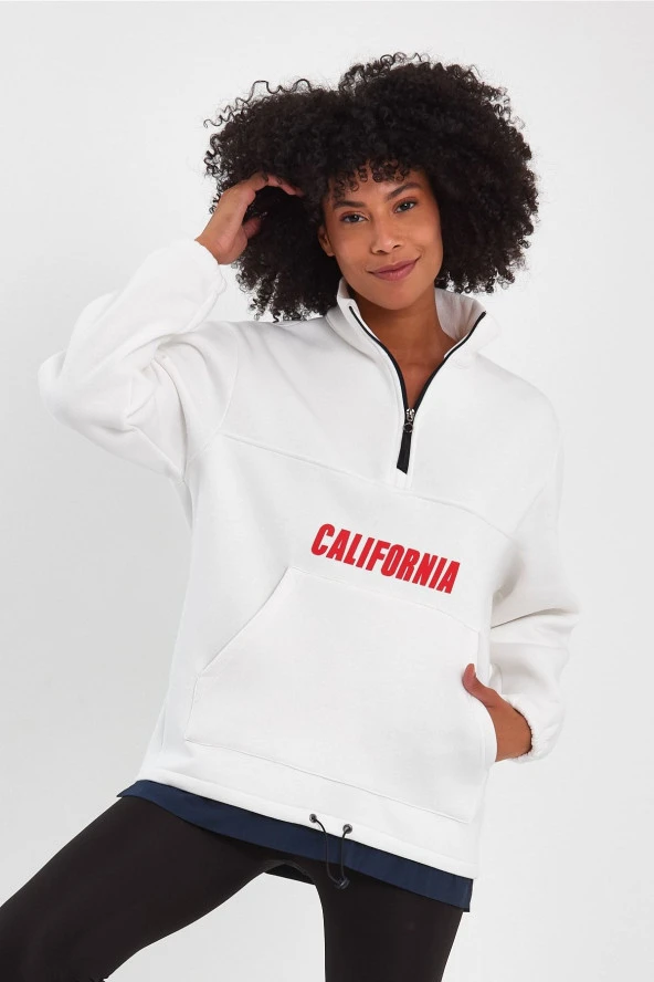 Garnili Baskılı Oversize Sweatshirt (e23-61903) - 2