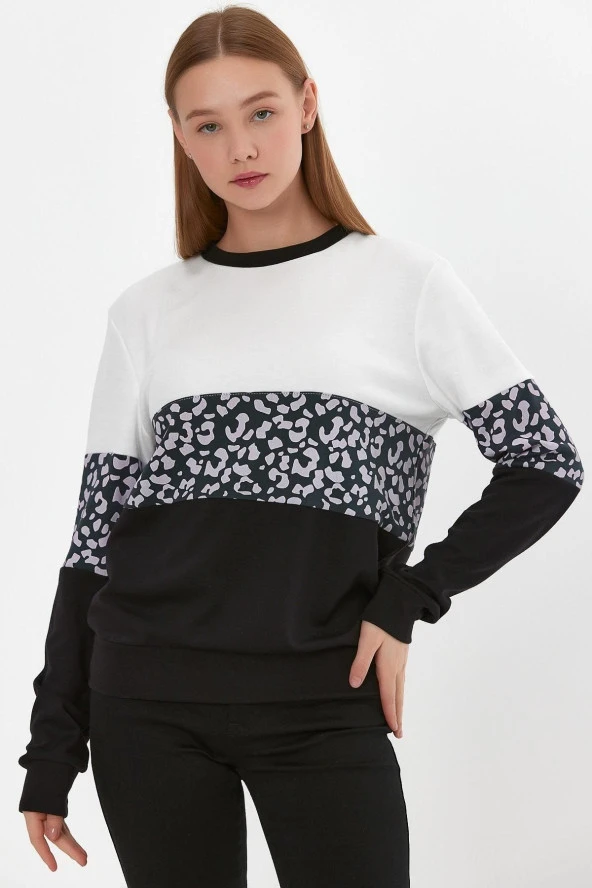 Leopar Desenli Sweatshirt (b23-26500) - 2