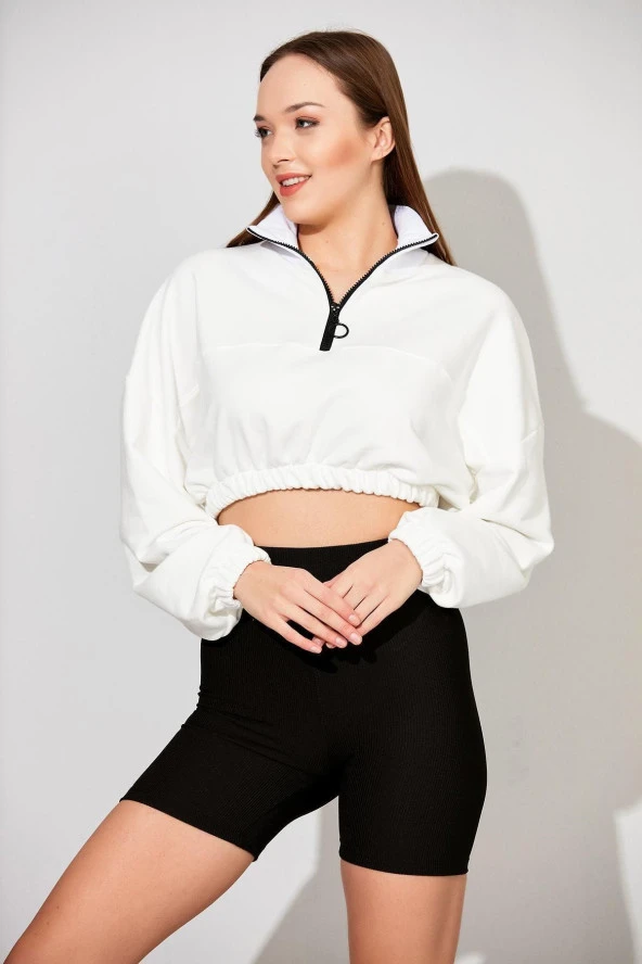 Fermuarlı Crop Sweatshirt (b22-11000)